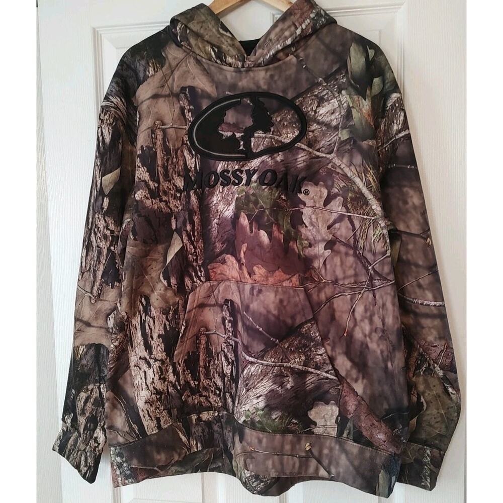Men's Mossy Oak Hooded Camo Hunting Pullover Hoodie Sweatshirt Size XL (46-48)